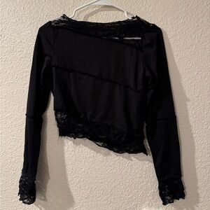 Chic Black Lace Women's Blouse